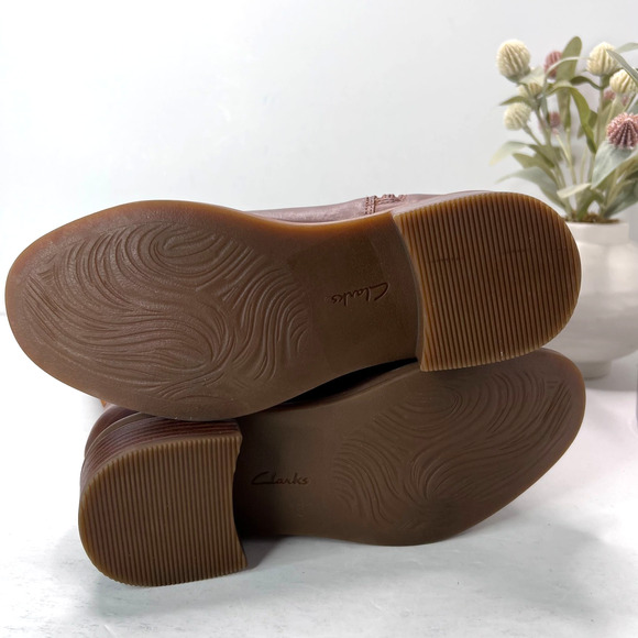 Clarks Maye Carly Leather/Suede Knee High Boots Buckle Detail Brown Women's 6M - Picture 7 of 10